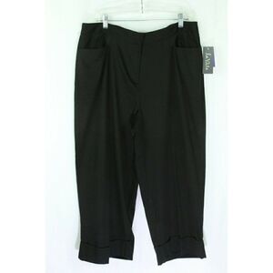 La Vita Black Cropped Wide Leg Pants Stretch Pockets Womens Size 18W NEW